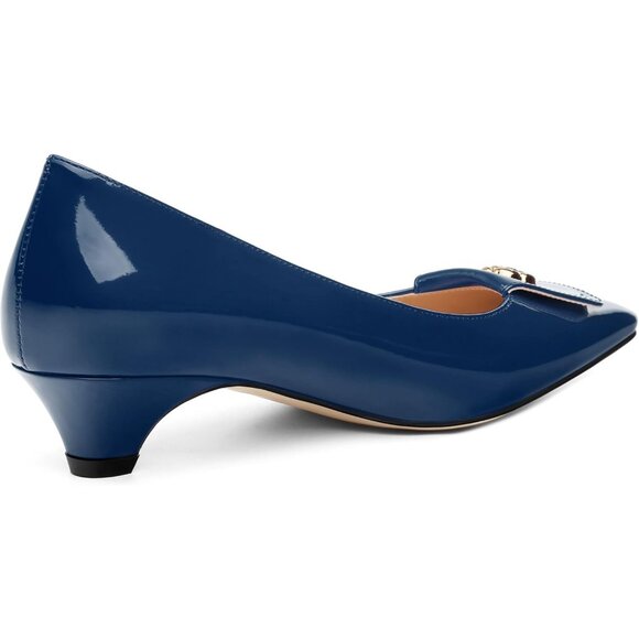 Royal Blue Patent Low Heel Women Shoes Classic Dress Pumps Elegant Office Style - Picture 5 of 5